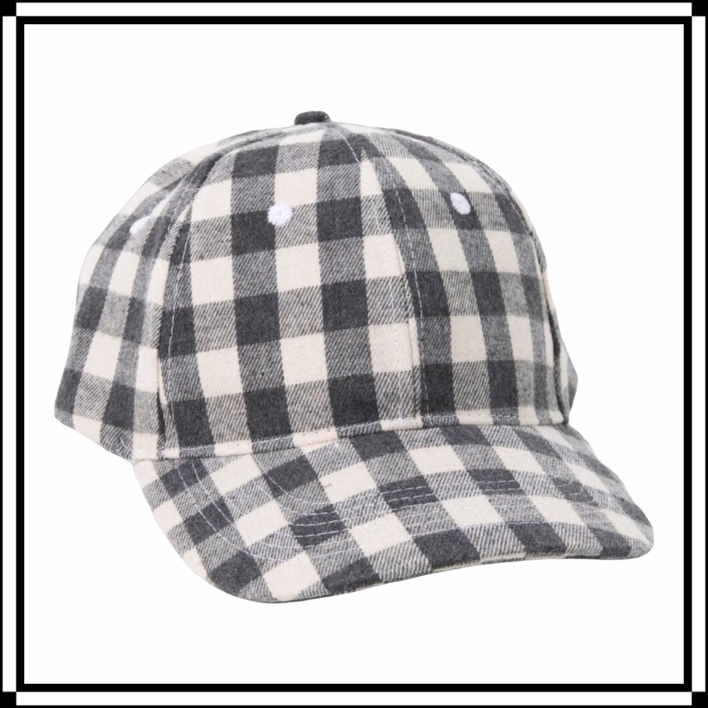 Cocus Pocus Buffalo Check Baseball Cap in Gray & White - OS